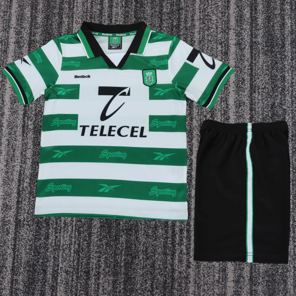 1999-2000 Sporting CP Home Kids Retro Soccer Jersey+Shorts