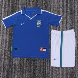 1997 Brazil Away Kids Retro Soccer Jersey+Shorts