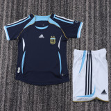 2006 Argentina Away Kids Retro Soccer Jersey+Shorts