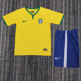 2014 Brazil Home Kids Retro Soccer Jersey+Shorts