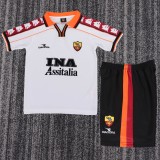 1998-1999 AS Roma Away Kids Retro Soccer Jersey+Shorts