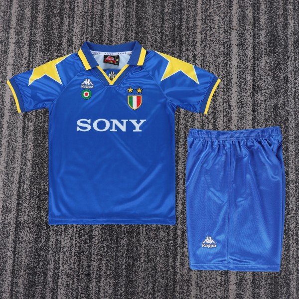 1995-1996 Juventus Away Kids Retro Soccer Jersey+Shorts