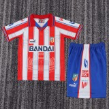 1996-1997 Atletico Madrid Home Kids Retro Soccer Jersey+Shorts