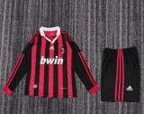 2009-2010 AC Milan Home Kids Retro LS Soccer Jersey+Shorts