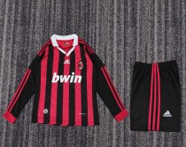 2009-2010 AC Milan Home Kids Retro LS Soccer Jersey+Shorts