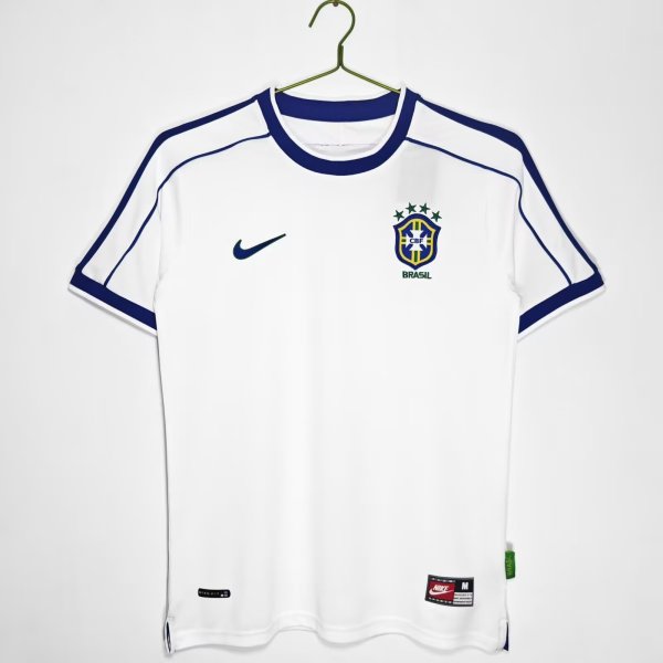 1998 Brazil White Adult Retro Soccer Jersey