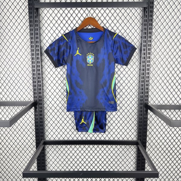 2026 World Cup Brazil Away Kids Soccer Jersey+Shorts