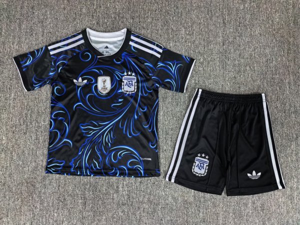 2026 World Cup Argentina Away Kids Soccer Jersey+Shorts