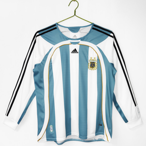 2006 Argentina Home Adult Retro LS Soccer Jersey