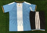 2026 Argentina Messi Commemorative Edition Kids Soccer Jersey+Shorts