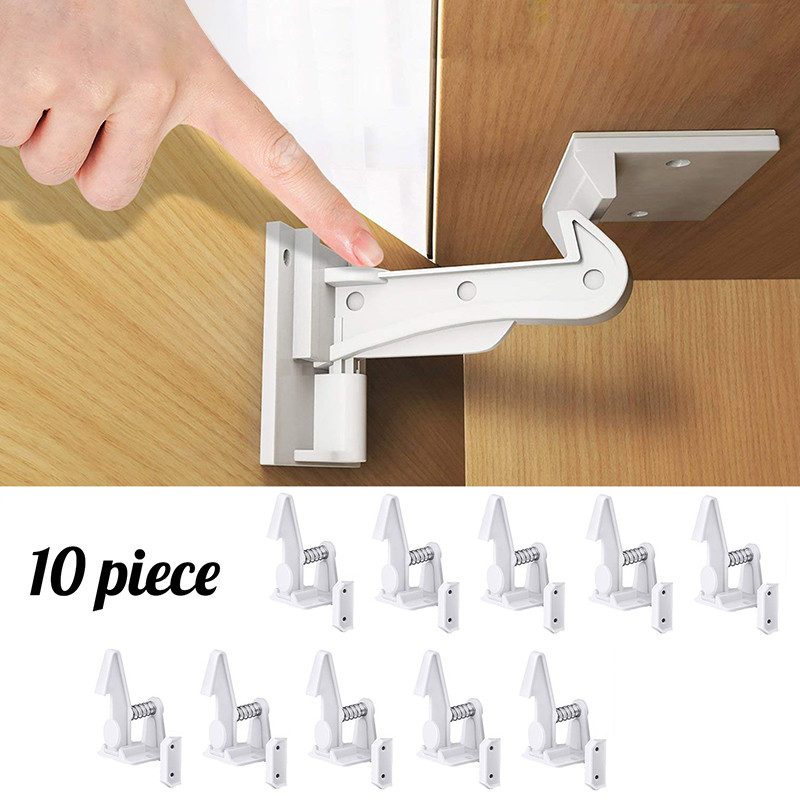10pcs Children Protection Kids Safety Lock Baby Security Cabinet Door Lock For Toddler Drawer Blocker Invisible Closet Locker