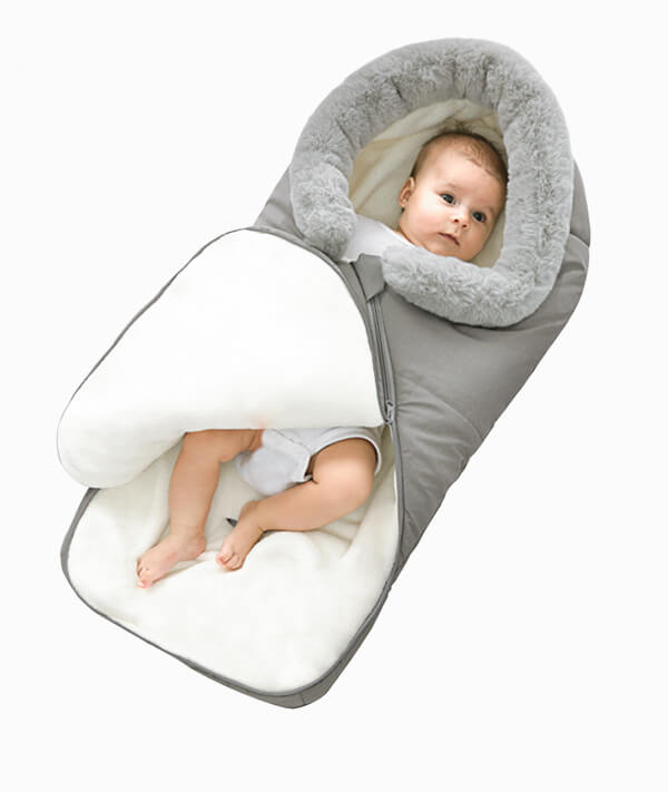 Fur Collar Baby Stroller Sleeping Bag Newborn Sleep Sack Thicken Warm Infant Sleepsacks Keep Warm Waterproof Windproof Blue 