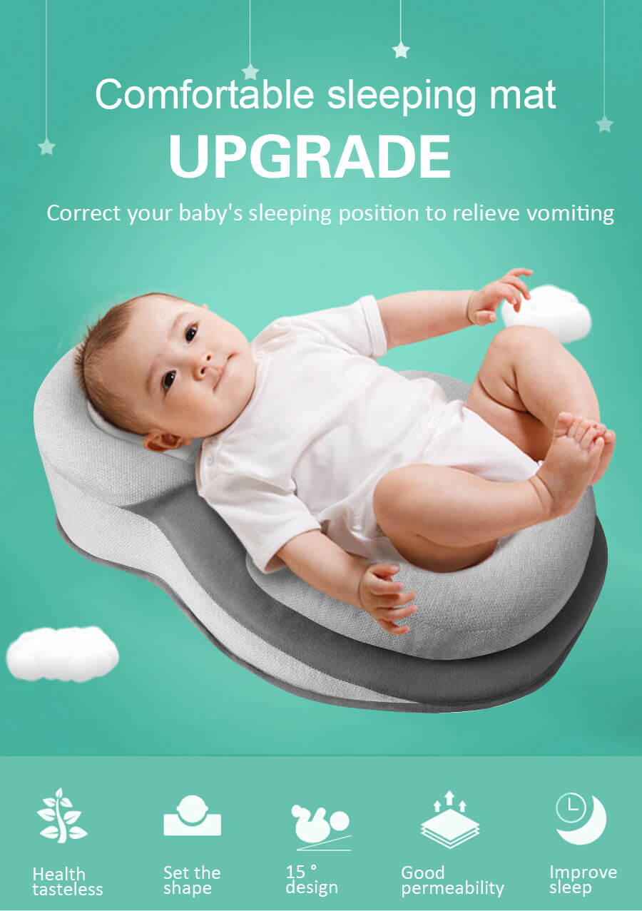Portable Baby Bed Sleep Positioning Wedge Anti-Reflux Cushion Nursery Travel Folding Anti-Vomiting Pillow Stereotype Infant Crib Gray 