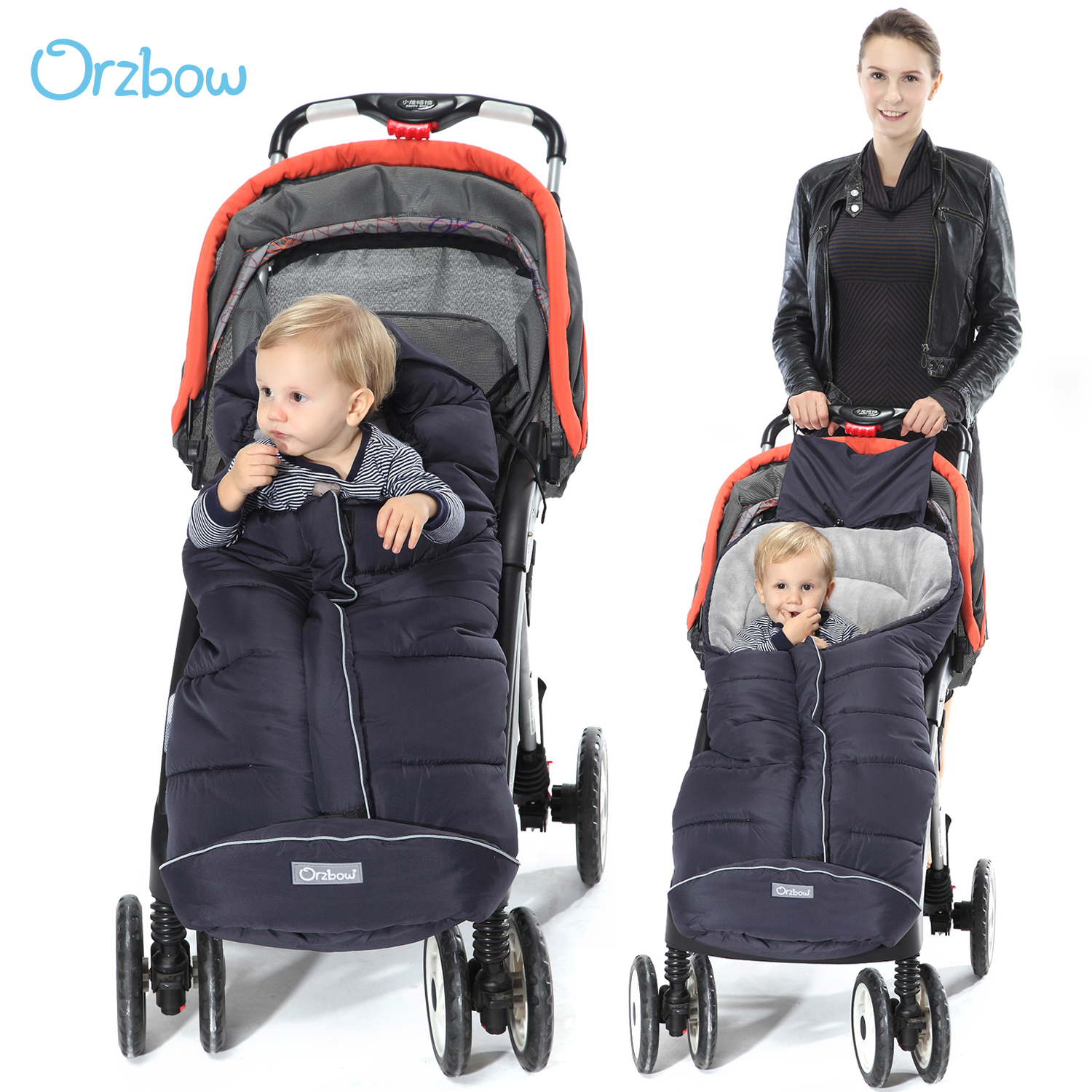 Baby Footmuff Fits Universal Strollers,Waterproof and breathable detachable winter stroller bag Multifunction Sleeping bag 35X19in 