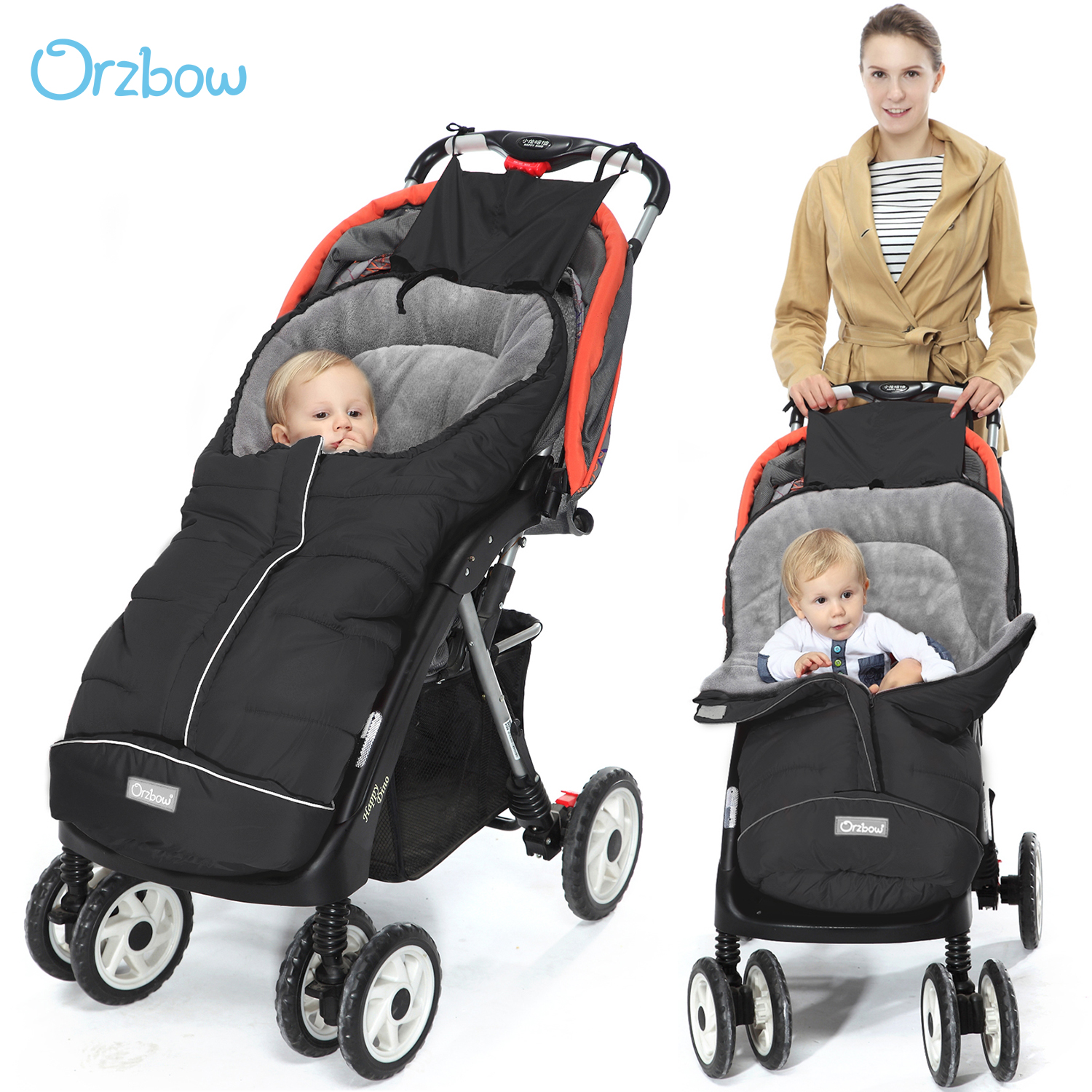Orzbow Canopy Style Bunting Bag to Protect Baby from Cold and Winter Weather in Car Seats and Strollers Dark Grey Blackout Infant 