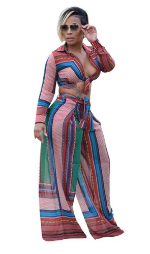 As Show Print Mid Waist bandage Two-piece suit