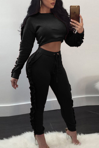 Green Polyester Sexy Casual Patchwork Solid pencil Long Sleeve Two Pieces