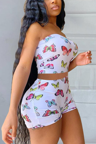 Colorful blue venetian Fashion Animal Prints Print Two Piece Suits pencil Sleeveless Two Pieces
