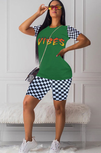 Blue Polyester Fashion Sexy Patchwork Print Straight Short Sleeve FE04009