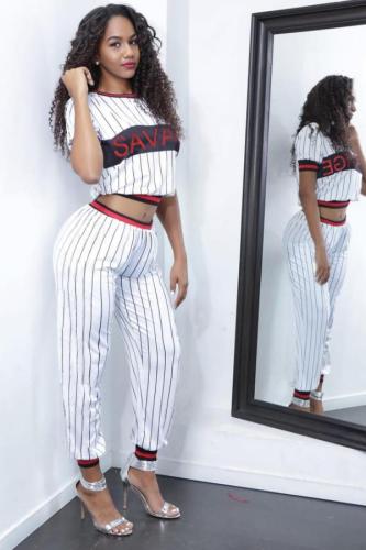 White Polyester Active Fashion Cap Sleeve Short Sleeves O neck Character Striped asymmetrical Club Dresses JS91154