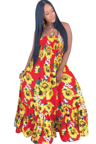 White Polyester Sexy Fashion Spaghetti Strap Sleeveless Slip A-Line Floor-Length Patchwork Print backless DL591183