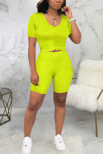 Blue Polyester Fashion Sexy adult Ma'am Solid Two Piece Suits pencil Short Sleeve Two Pieces