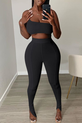 Pink Sexy Casual Solid Backless Strapless Sleeveless Two Pieces