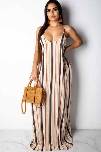 Orange Casual Off The Shoulder Sleeveless Slip Swagger Floor-Length Print Patchwork