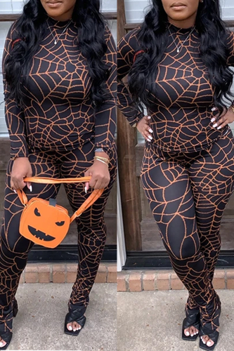 Camel Sexy Print O Neck Skinny Jumpsuits
