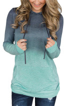 Casual Loose Fit Sweatshirt Women Ombre Color Tunic Tops Pocket Shirt Long Sleeve