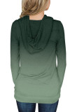 Pullover Sweaters for Women Green Tie Dye Ombre Tunic Tops Kangaroo Pockets Sweatshirt