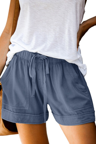 MINGALONDON Women's Casual Shorts Solid Color Elastic Waist Drawstring Pockets Short Lounge Pants