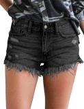 High Waisted Denim Shorts Casual Shorts for Women Black Ripped Shorts