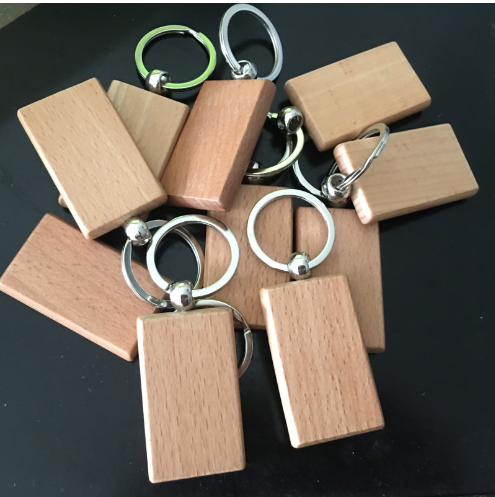 Square Wood Creative Key Chain for Household
