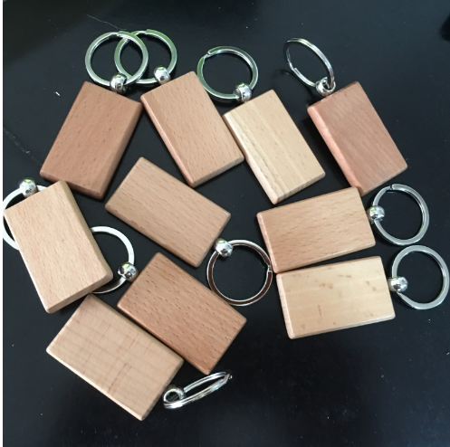 Square Wood Creative Key Chain for Household