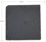6Pack Square Black Slate Stone Cup Coasters for Drink Bar Kitchen Home