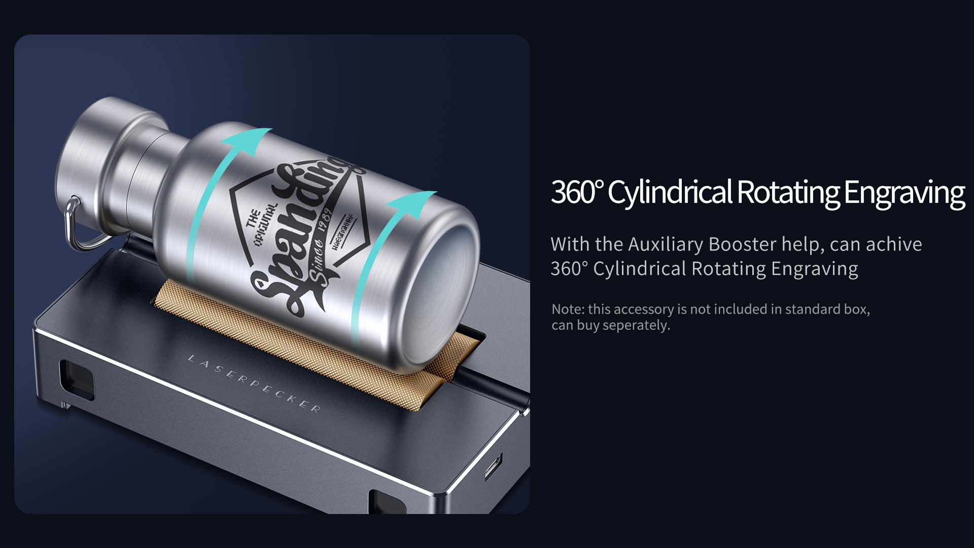 Laserpecker 3 handheld fiber laser engraver with 360° cylindrical rotating engraving