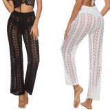 Hollow Out Crochet Loose Straight  Beach Pants