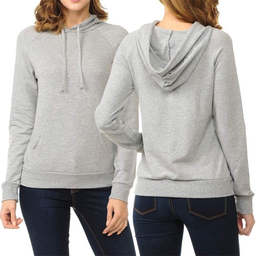 Grey long sleeve Basic plain hoodies and sweatshirts