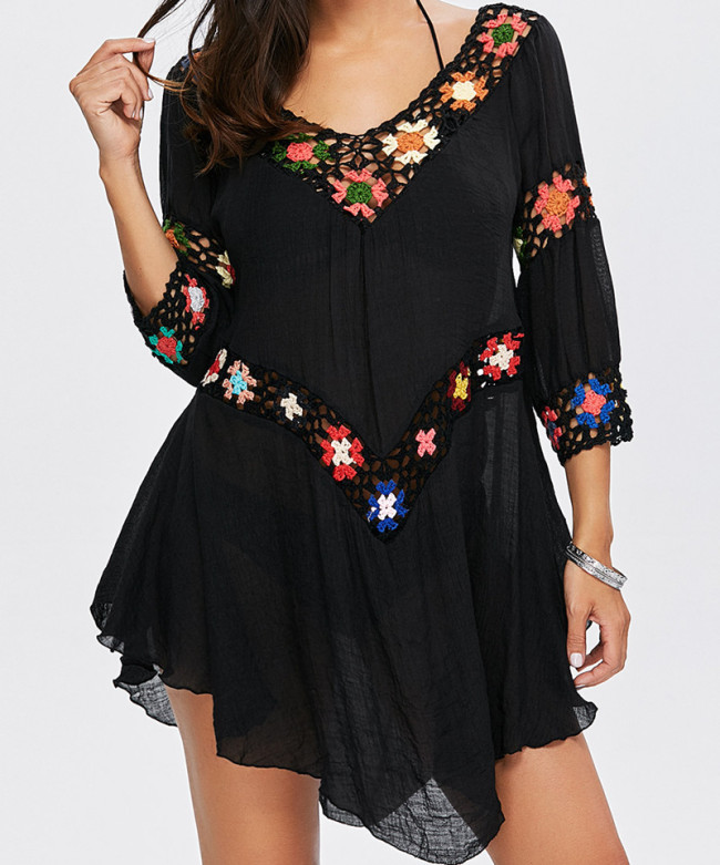 Black women beach dresses bikini cover up  in wholesale