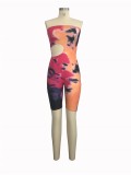 Strapless Cut Out Tie Dye Tight Rompers
