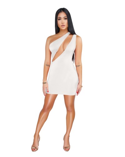Sexy Cut Out One Shoulder Slope Sleeveless Bodycon Mini Dress