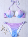 Hot sale Sexy Gradient Shell Halter Bikini Sets