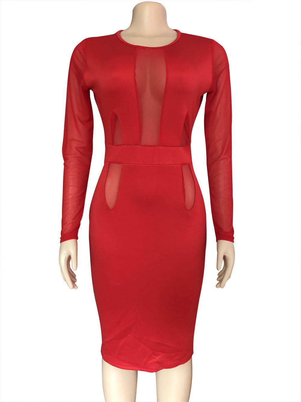 red mesh gown