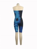 Strapless Cut Out Tie Dye Tight Rompers