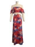 Floral Crop Top and Maxi Overlap Skirt Set