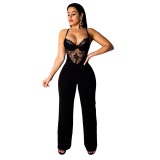 Black Color Lace Bra Top Jumpsuit