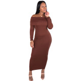 Off Shoulder Maxi Bodycon Party Dress with Long Sleeve