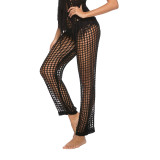 Sexy See Through Knitting Fishnet Wide Leg Beach Pants