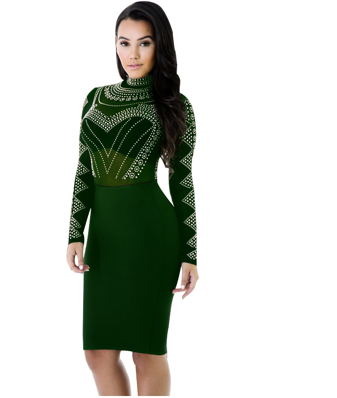 long green bodycon dress
